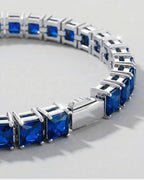 Bruce & Co Blue Square-Stone Tennis Bracelet, 5 mm, Silver-Tone Steel