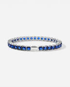 Bruce & Co Blue Square-Stone Tennis Bracelet, 5 mm, Silver-Tone Steel