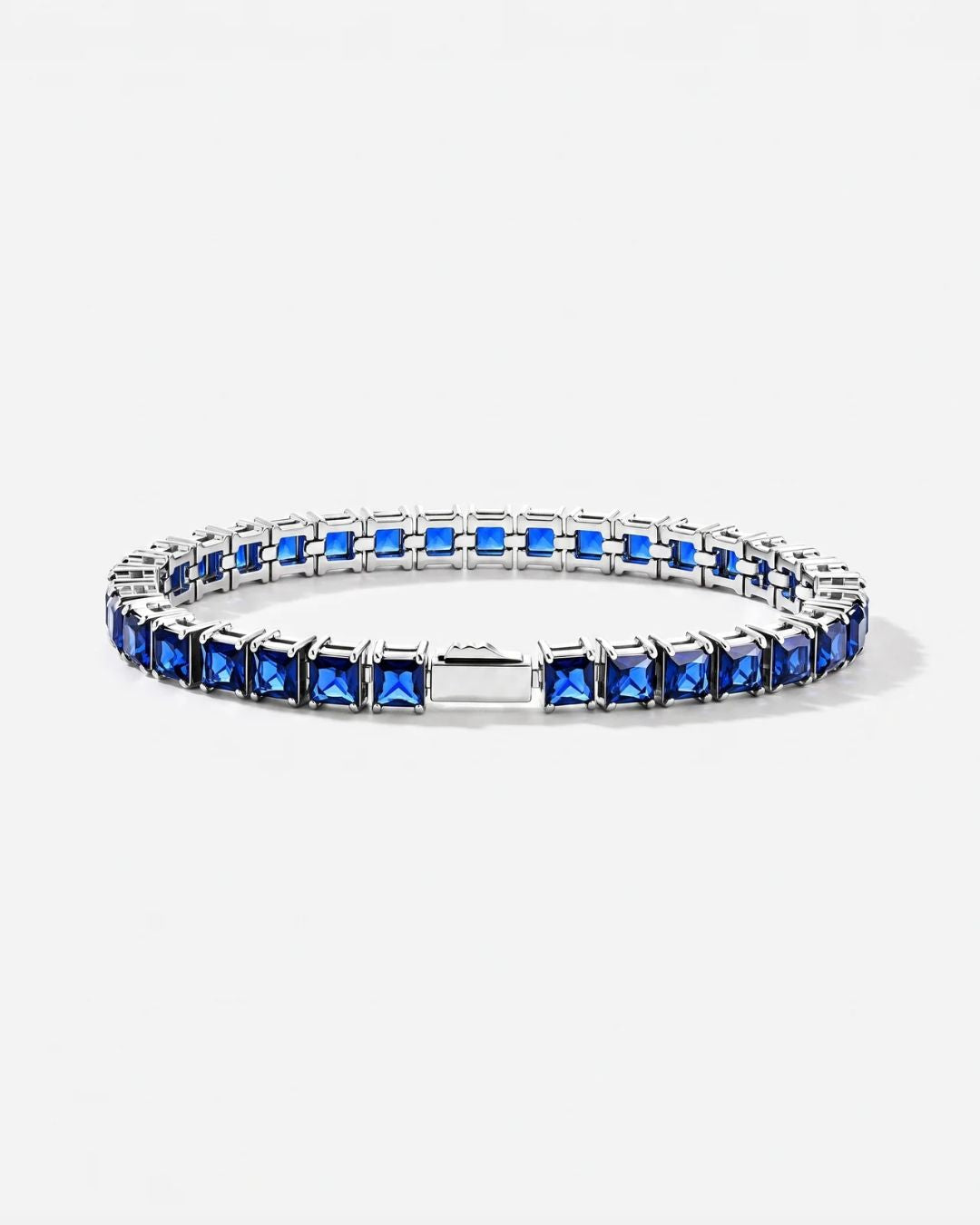 Bruce & Co Blue Square-Stone Tennis Bracelet, 5 mm, Silver-Tone Steel