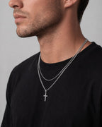 Bruce & Co Cross and Square Chain Necklace Set, 2 Pieces, Stainless Steel
