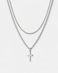 Bruce & Co Cross and Square Chain Necklace Set, 2 Pieces, Stainless Steel