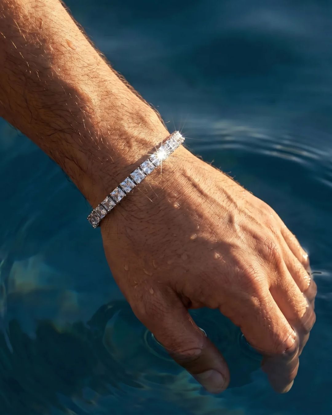 Bruce & Co Clear Square-Stone Tennis Bracelet, 5 mm, Silver-Tone Steel