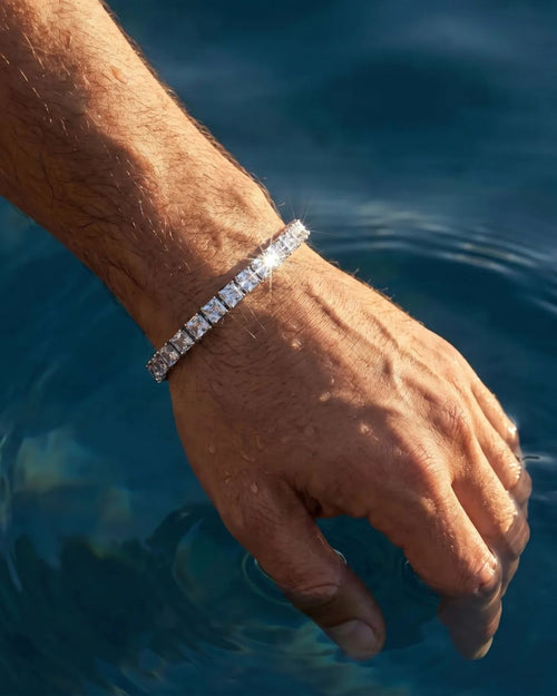 Bruce & Co Clear Square-Stone Tennis Bracelet, 4 mm, Silver-Tone Steel