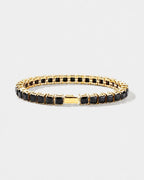 Bruce & Co Black Square-Stone Tennis Bracelet, 5 mm, Gold-Tone Steel