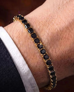 Bruce & Co Black Square-Stone Tennis Bracelet, 5 mm, Gold-Tone Steel