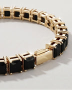 Bruce & Co Black Square-Stone Tennis Bracelet, 5 mm, Gold-Tone Steel