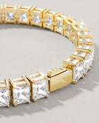 Bruce & Co Clear Square-Stone Tennis Bracelet, 5 mm, Gold-Tone Steel