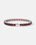 Bruce & Co Red Square-Stone Tennis Bracelet, 5 mm, Silver-Tone Steel