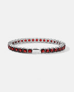 Bruce & Co Red Square-Stone Tennis Bracelet, 5 mm, Silver-Tone Steel