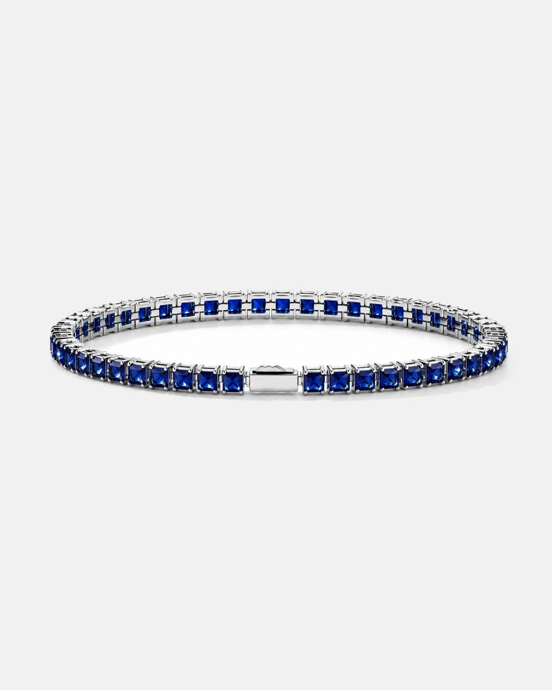 Bruce & Co Blue Square-Stone Tennis Bracelet, 4 mm, Silver-Tone Steel