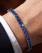 Bruce & Co Blue Square-Stone Tennis Bracelet, 4 mm, Silver-Tone Steel