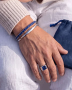 Bruce & Co Blue Square-Stone Tennis Bracelet, 4 mm, Silver-Tone Steel