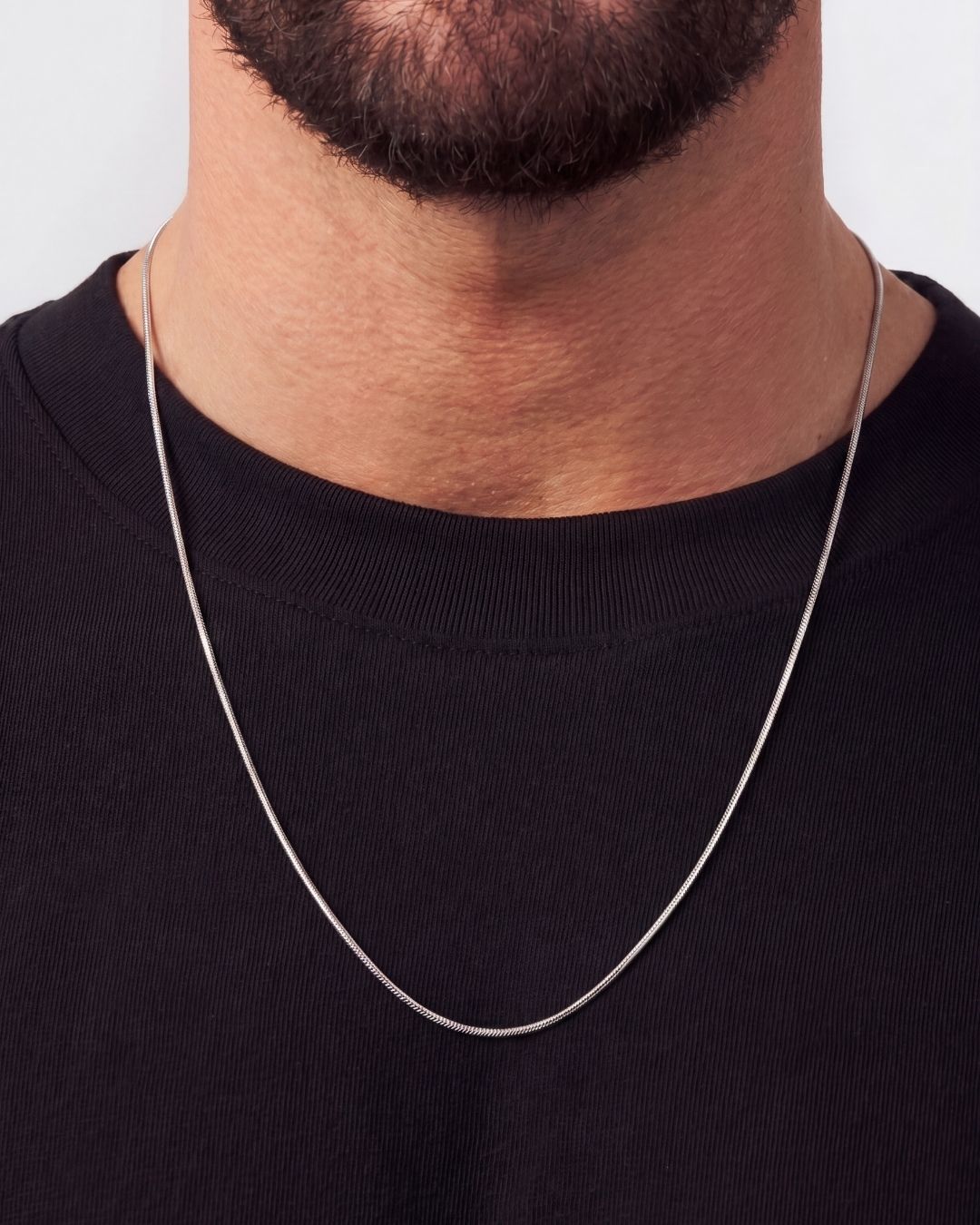 Bruce & Co Men’s Box Chain Necklace, 55 cm, Platinum-Plated Steel