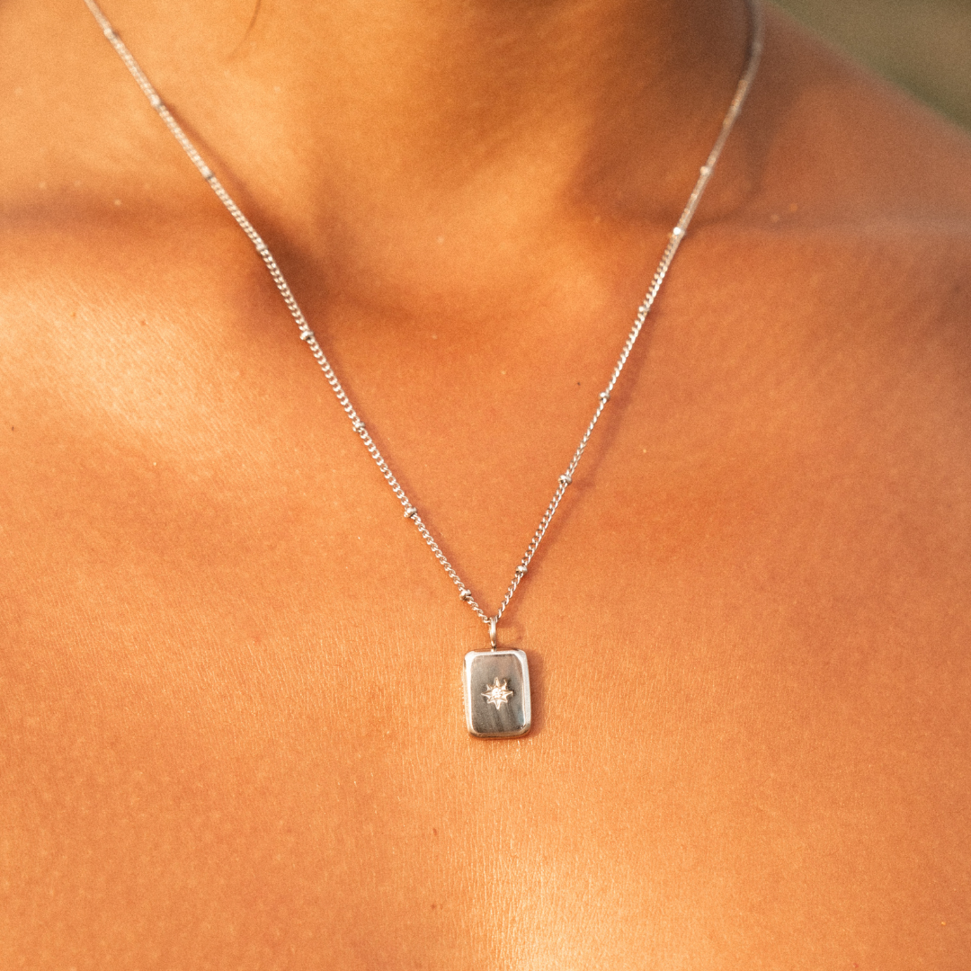 Bruce & Co Starlight – Star-Set Zirconia Tag Necklace