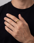 Bruce & Co Men’s Trust God Engraved Ring, 14K Gold-Plated Steel, Adjustable
