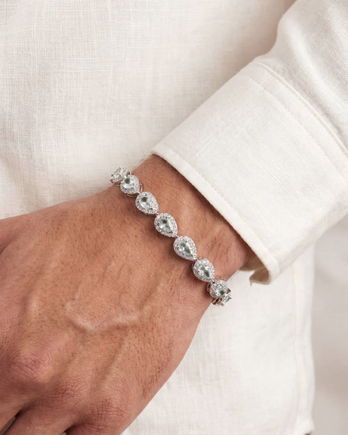Bruce & Co Clear Zirconia Teardrop Bracelet, Silver-Tone