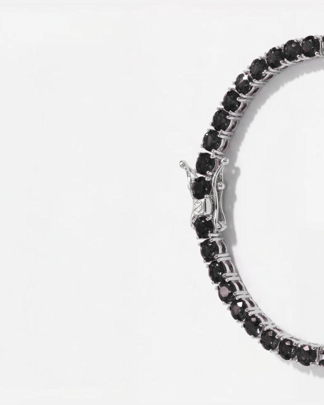 Bruce & Co Black Zircon Tennis Bracelet, 4 mm, Silver-Plated