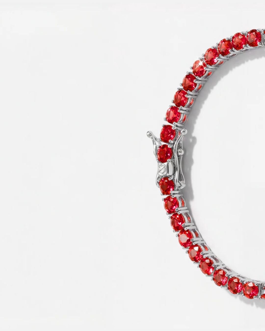 Bruce & Co Reserva – Red Zircon Tennis Bracelet, 4 mm, Silver-Plated
