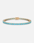 Bruce & Co Reserva – Aqua Blue Tennis Bracelet, 4 mm, 14K Gold-Plated