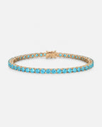Bruce & Co Reserva – Aqua Blue Tennis Bracelet, 4 mm, 14K Gold-Plated