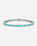 Bruce & Co Reserva – Aqua Blue Tennis Bracelet, 4 mm, Silver-Plated