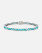 Bruce & Co Reserva – Aqua Blue Tennis Bracelet, 4 mm, Silver-Plated