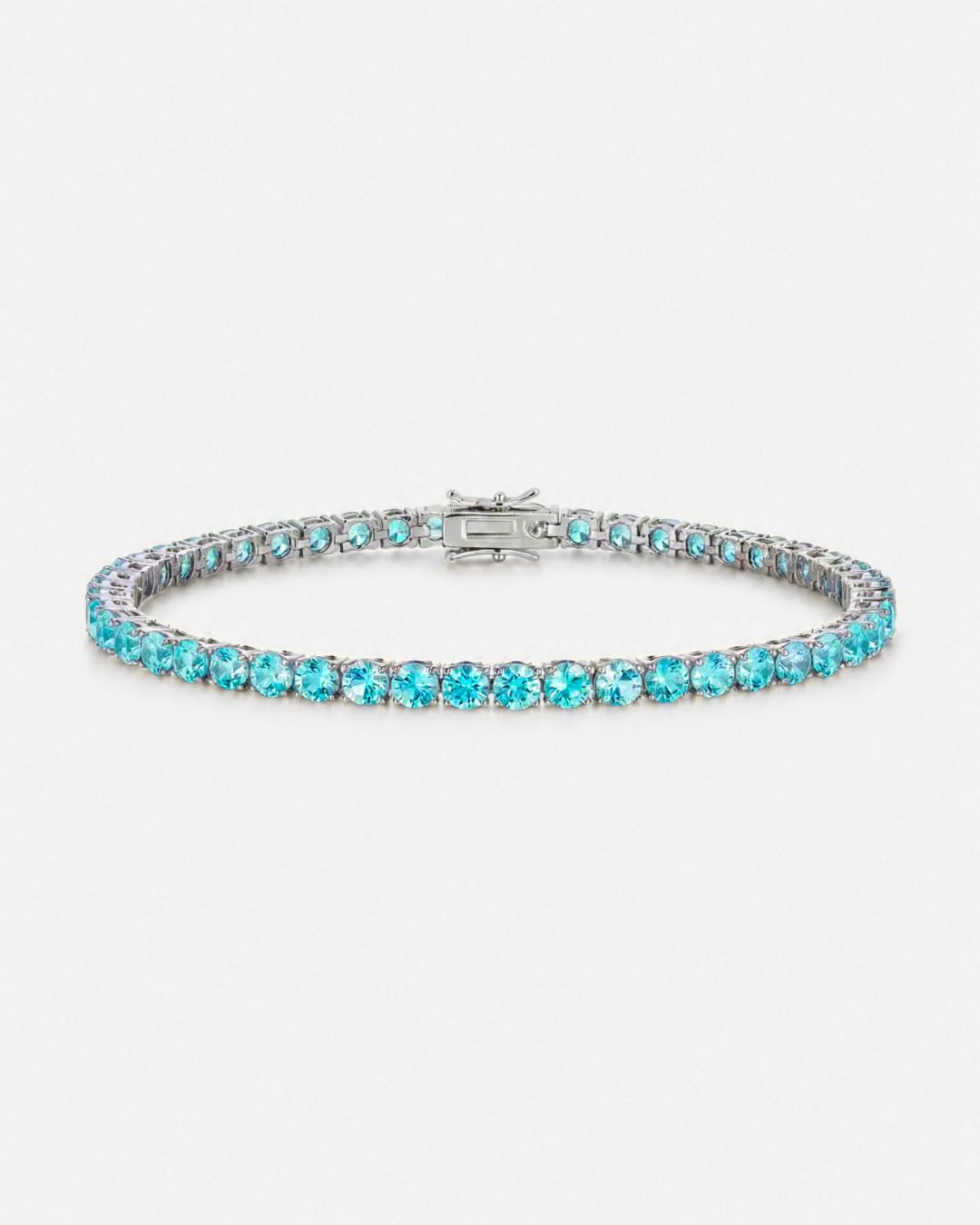 Bruce & Co Reserva – Aqua Blue Tennis Bracelet, 4 mm, Silver-Plated
