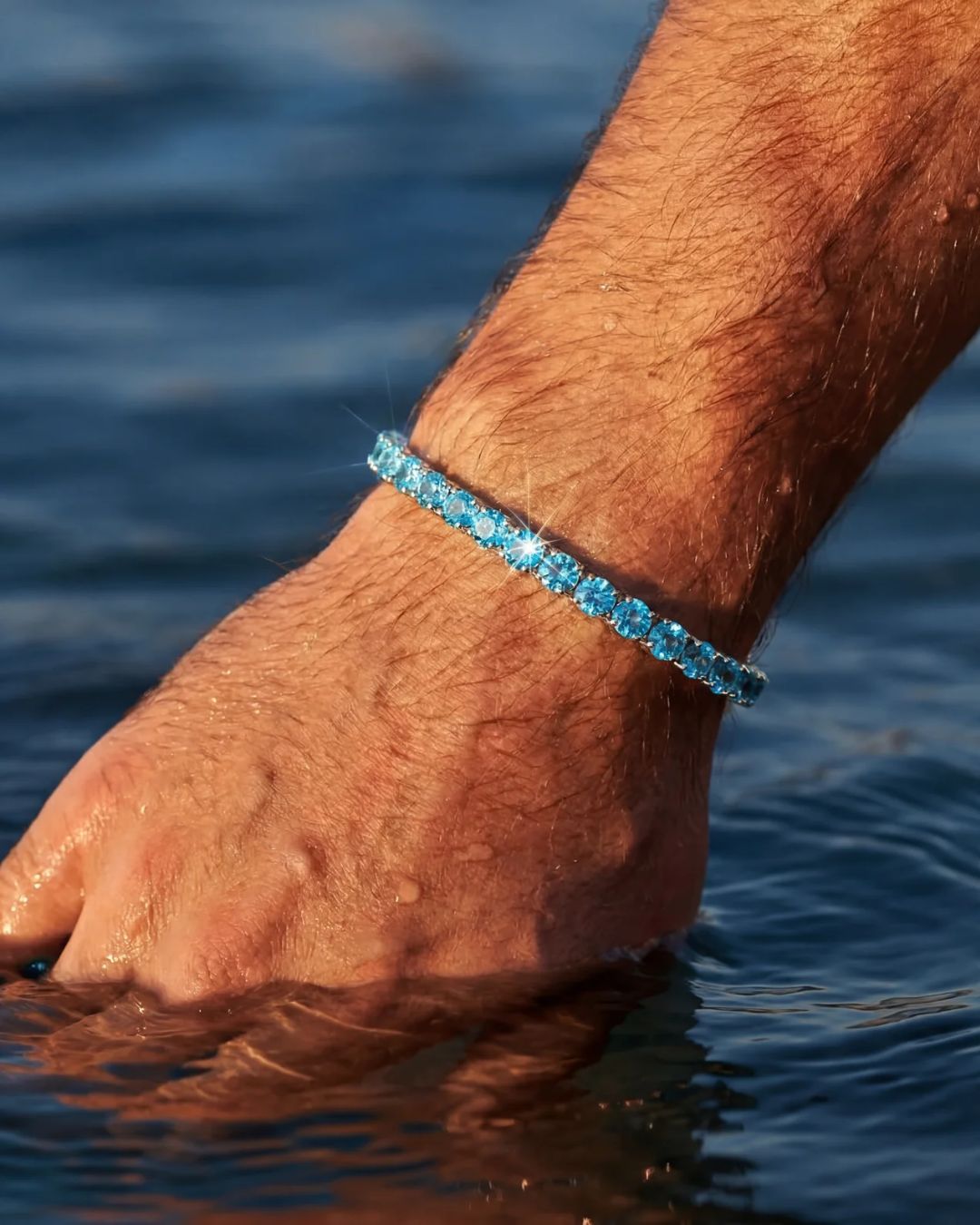 Bruce & Co Reserva – Aqua Blue Tennis Bracelet, 4 mm, Silver-Plated