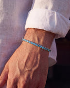 Bruce & Co Reserva – Aqua Blue Tennis Bracelet, 4 mm, Silver-Plated