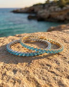Bruce & Co Reserva – Aqua Blue Tennis Bracelet, 4 mm, Silver-Plated