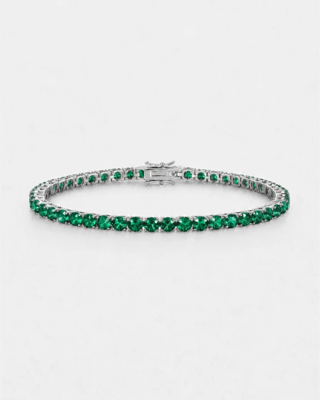 Bruce & Co Green Zircon Tennis Bracelet, 4 mm, Silver-Plated