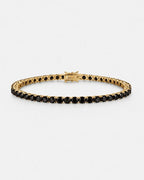 Bruce & Co Black Zircon Tennis Bracelet, 4 mm, 14K Gold-Plated