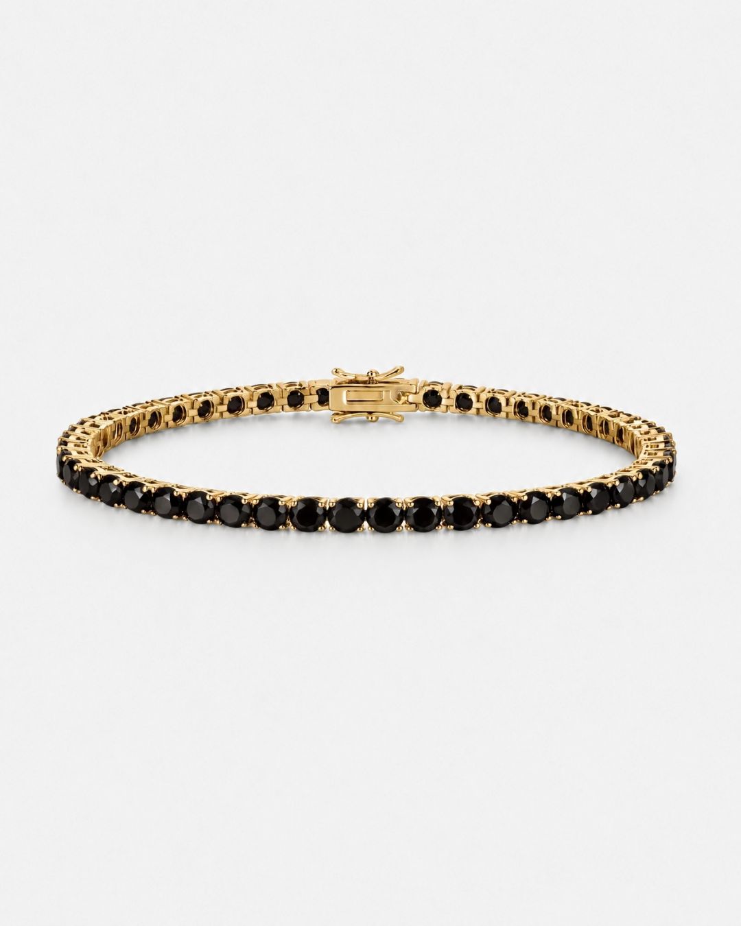 Bruce & Co Black Zircon Tennis Bracelet, 4 mm, 14K Gold-Plated