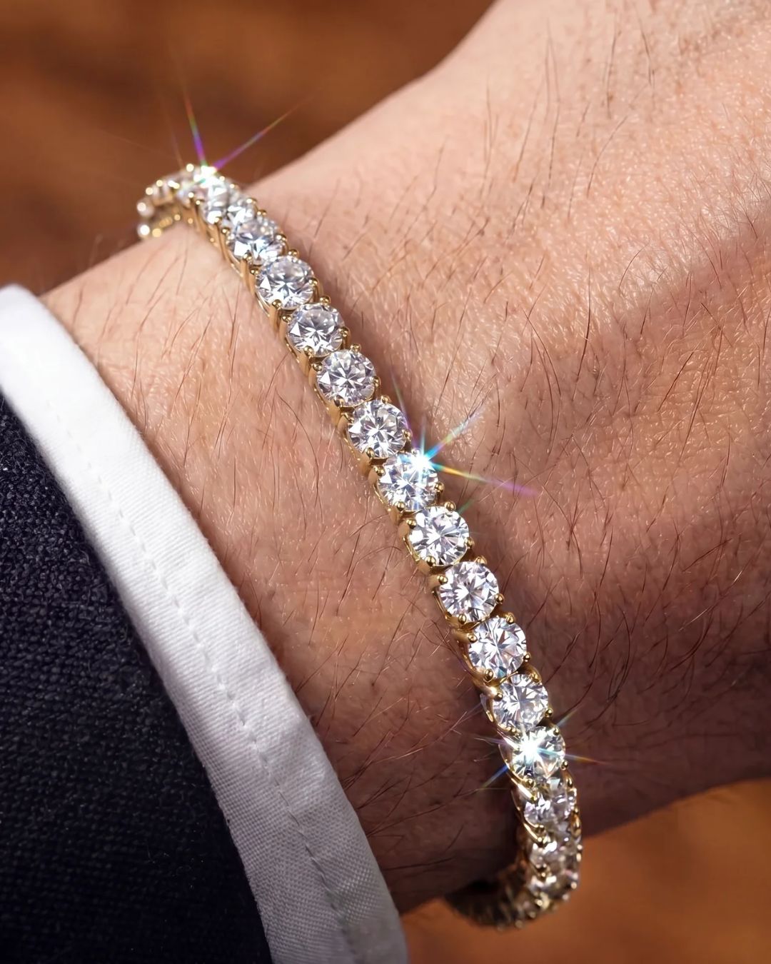 Bruce & Co Reserva – Clear Tennis Bracelet, 4 mm, 14K Gold-Plated