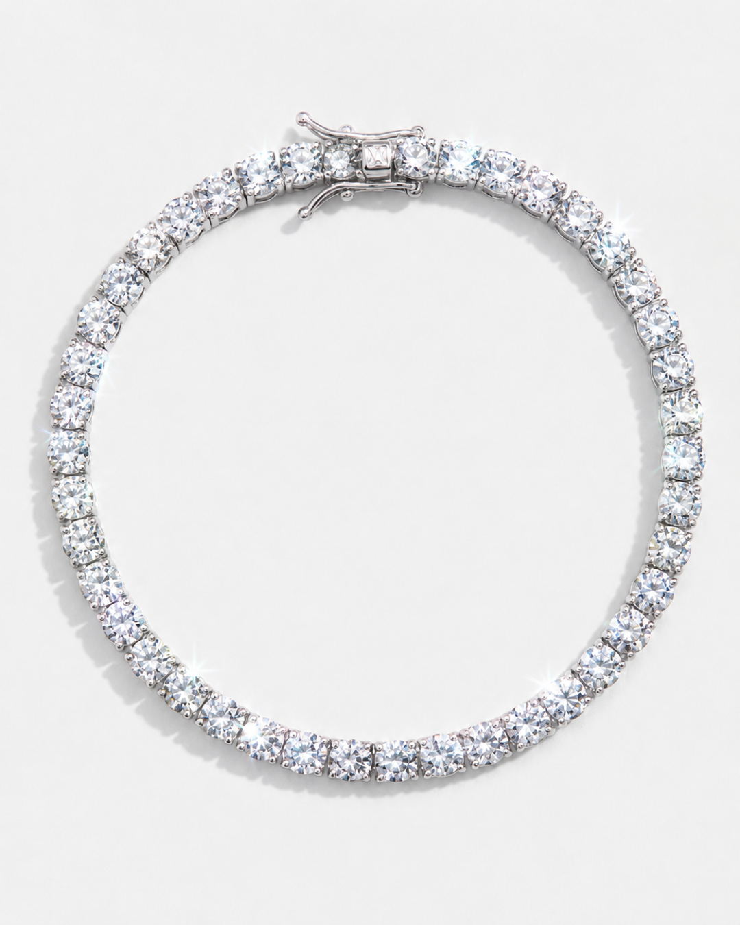 Bruce & Co Clear Zircon Tennis Bracelet, 4 mm, Silver-Plated
