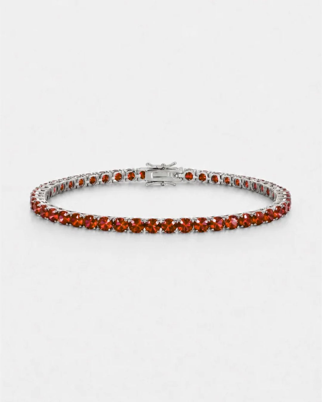 Bruce & Co Red Zircon Tennis Bracelet, 4 mm, Silver-Plated