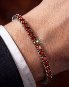 Bruce & Co Red Zircon Tennis Bracelet, 4 mm, Silver-Plated