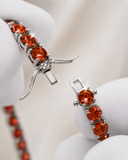 Bruce & Co Red Zircon Tennis Bracelet, 4 mm, Silver-Plated