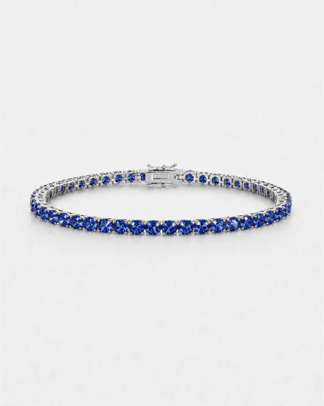 Bruce & Co Blue Zircon Tennis Bracelet, 4 mm, Silver-Plated