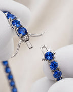 Bruce & Co Blue Zircon Tennis Bracelet, 4 mm, Silver-Plated