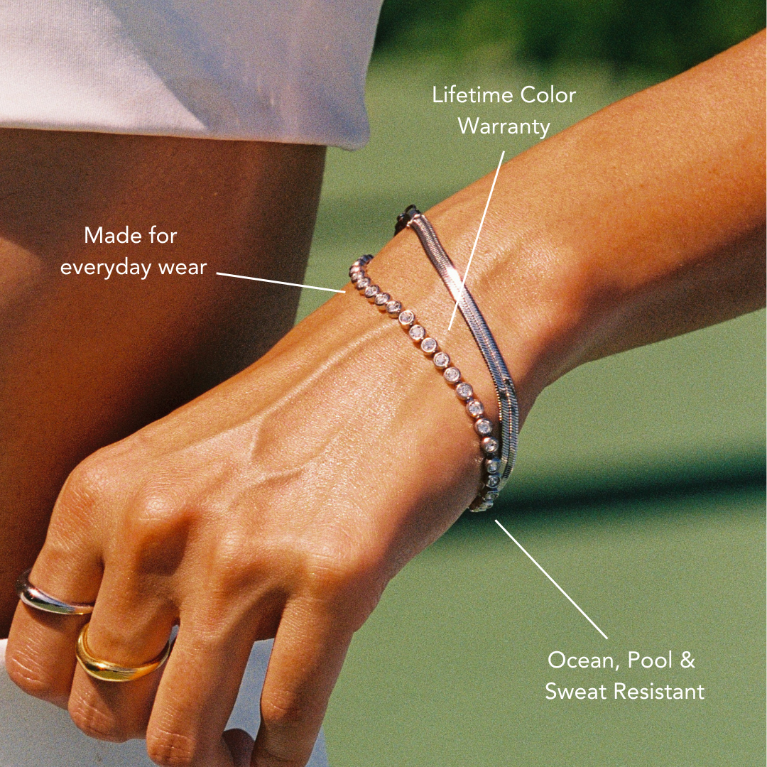 Bruce & Co Round Zircon Tennis Bracelet, 17 cm, Steel