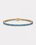 Bruce & Co Aquamarine Blue Zircon Tennis Bracelet, 4 mm, 14K Gold-Plated