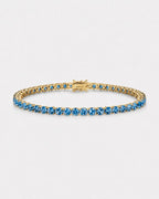 Bruce & Co Aquamarine Blue Zircon Tennis Bracelet, 4 mm, 14K Gold-Plated