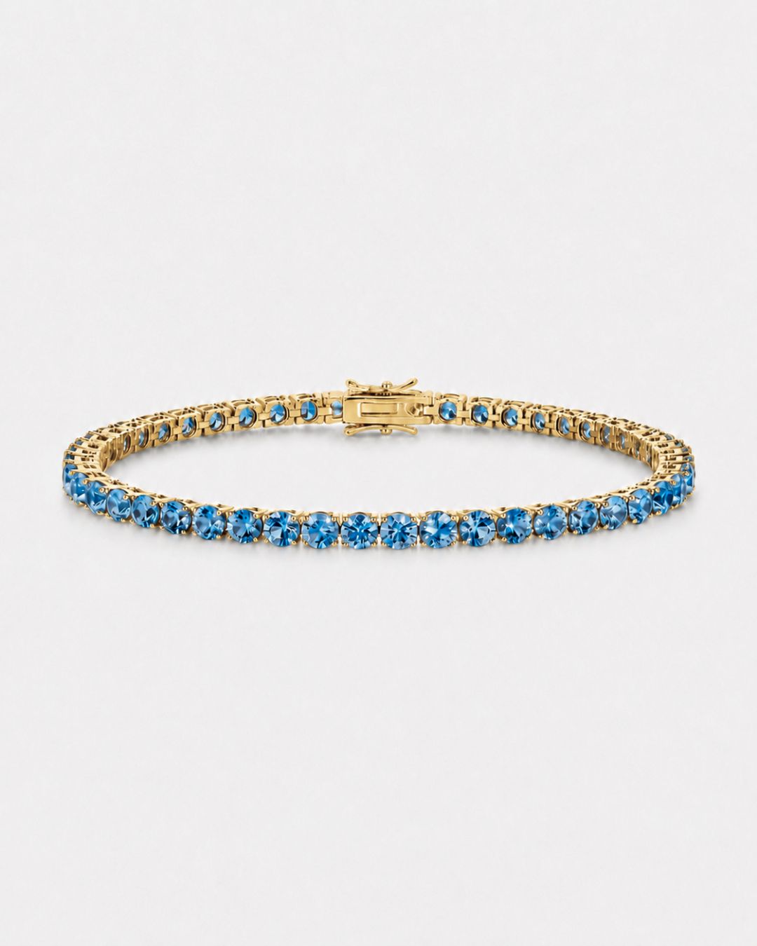 Bruce & Co Aquamarine Blue Zircon Tennis Bracelet, 4 mm, 14K Gold-Plated