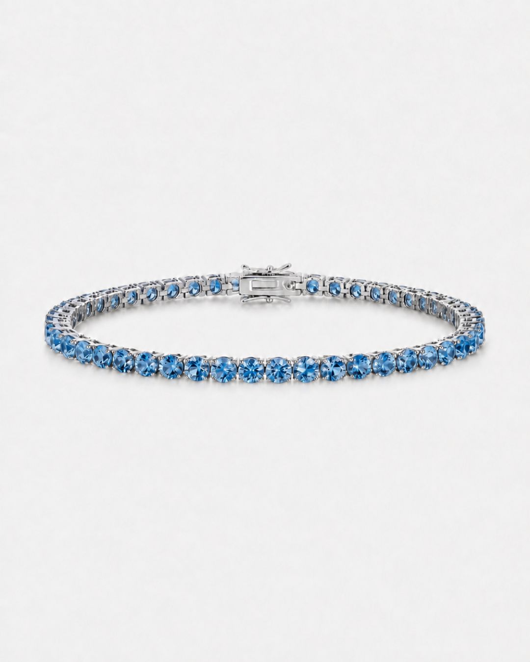 Bruce & Co Aquamarine Blue Zircon Tennis Bracelet, 4 mm, Silver-Plated