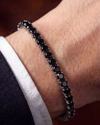 Bruce & Co Black Zircon Tennis Bracelet, 4 mm, Silver-Plated