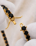 Bruce & Co Black Zircon Tennis Bracelet, 4 mm, 14K Gold-Plated