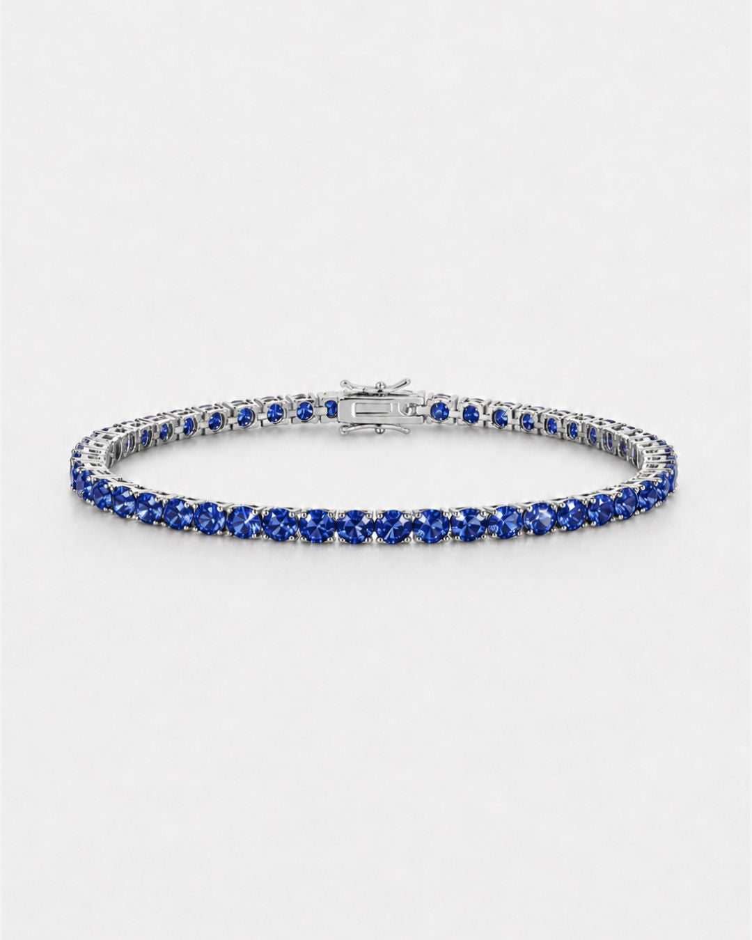 Bruce & Co Reserva – Blue Zircon Tennis Bracelet, 4 mm, Silver-Plated