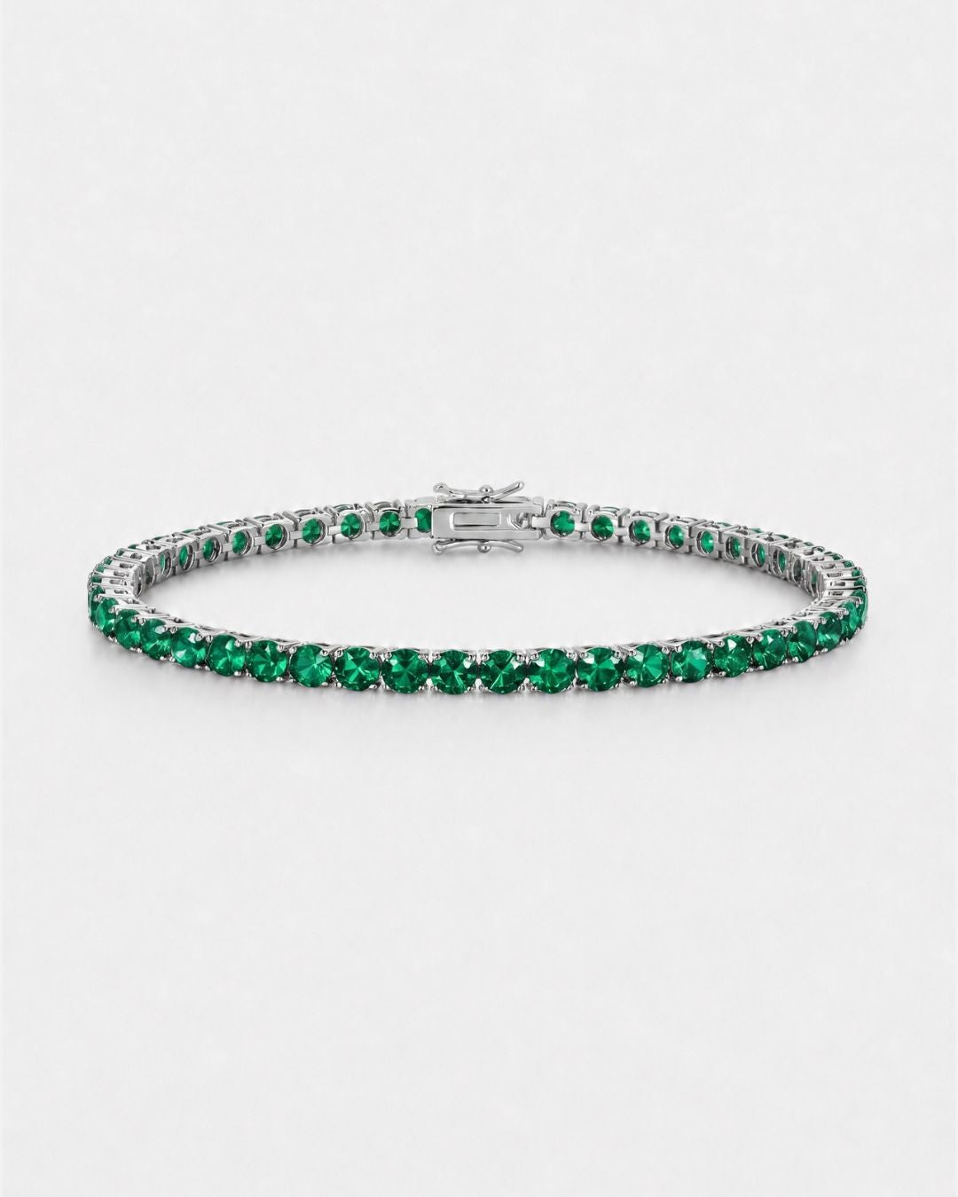 Bruce & Co Reserva – Green Zircon Tennis Bracelet, 4 mm, Silver-Plated