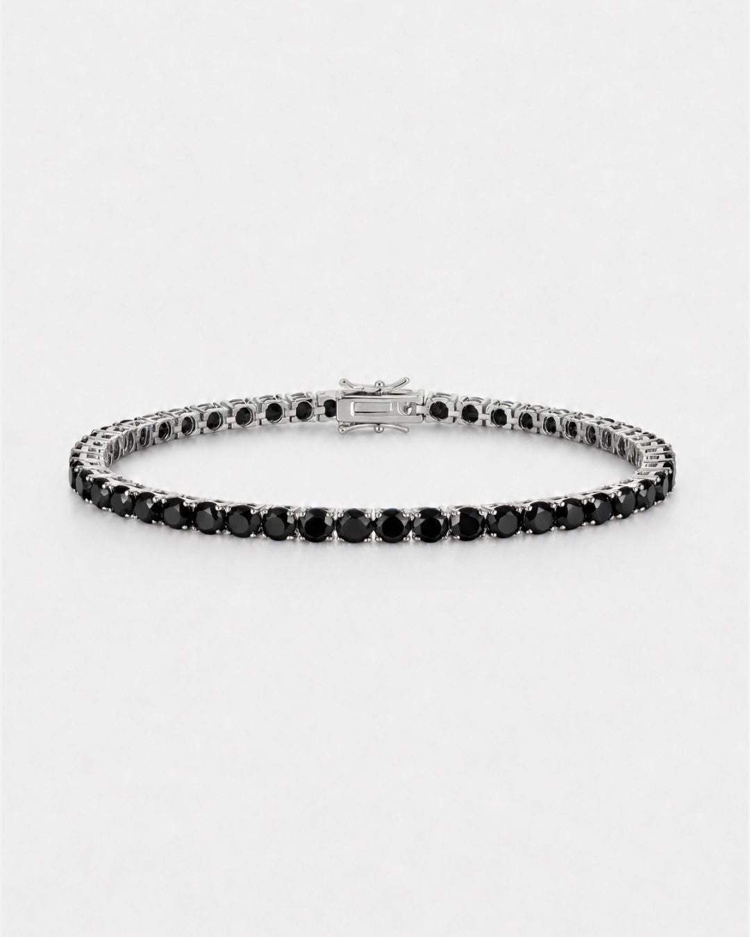 Bruce & Co Black Zircon Tennis Bracelet, 4 mm, Silver-Plated